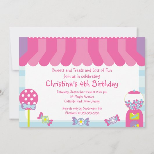 Cute Sweet Treat Birthday Party Invitation Kaart (Voorkant)
