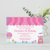 Cute Sweet Treat Birthday Party Invitation Kaart (Staand voorkant)
