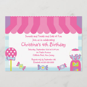 Cute Sweet Treat Birthday Party Invitation Kaart