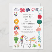 Cute Sweet Unicorn Kids Birthday Party Kaart (Voorkant)