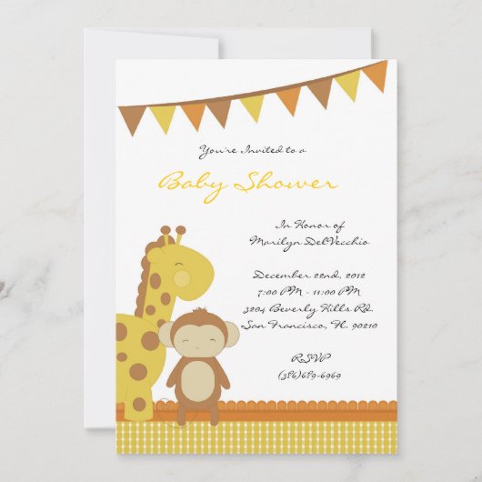 CUTE Sweet Yellow Baby shower Kaart (Voorkant)