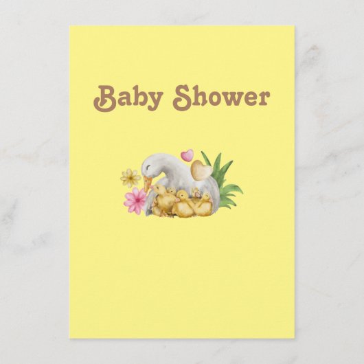 Cute Sweet Yellow Duck Book for Baby shower Informatiekaartje (Achterkant)