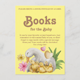 Cute Sweet Yellow Duck Book for Baby shower Informatiekaartje