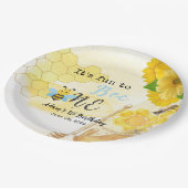 Cute Sweet Yellow Honey It's Bee One 1st Birthday Papieren Bordje (Gekanteld)