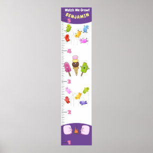 Cute sweets behandelt cartoon growth chart poster