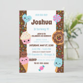 Cute Sweets Kawaii Boy Birthday Party Kaart (Staand voorkant)