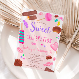 Cute sweets snoep illustratie 5e verjaardag party kaart