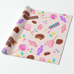 Cute sweets snoep illustratie Kinderfeestje Cadeaupapier