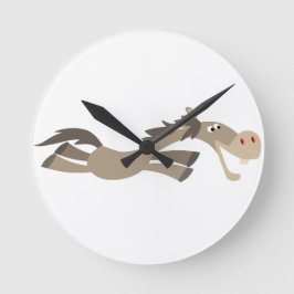 Cute Swift Cartoon Horse Wall Clock Ronde Klok