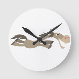 Cute Swift Cartoon Horse Wall Clock Ronde Klok