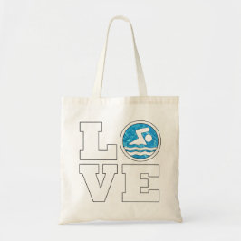 Cute Swim LOVE Swimming and Diving Swemmers Budget Tote Bag