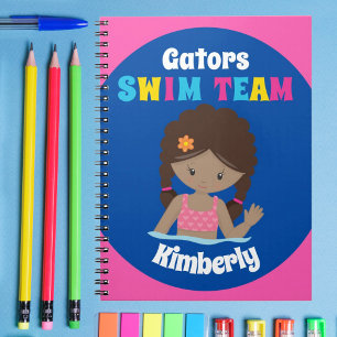 Cute Swim Team African American Girl Custom Notitieboek