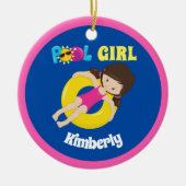 Cute Swim Team Pool Girl Aangepaste dubbelzijdige  Keramisch Ornament (Voorkant)