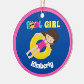 Cute Swim Team Pool Girl Aangepaste dubbelzijdige  Keramisch Ornament (Links)