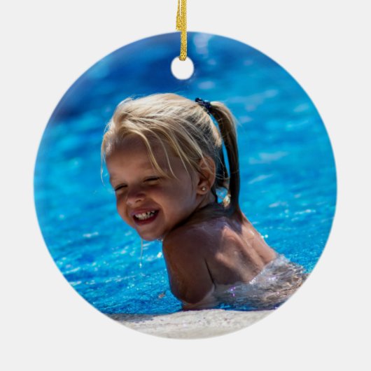 Cute Swim Team Pool Girl Aangepaste dubbelzijdige  Keramisch Ornament (Achterkant)