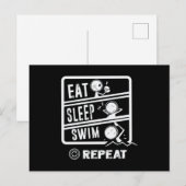 Cute Swimmer Design - Eat Sleep Swim Herhalen Briefkaart (Voorkant / Achterkant)