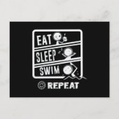 Cute Swimmer Design - Eat Sleep Swim Herhalen Briefkaart (Voorkant)
