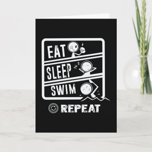 Cute Swimmer Design - Eat Sleep Swim Herhalen Kaart (Voorkant)