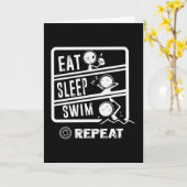 Cute Swimmer Design - Eat Sleep Swim Herhalen Kaart (Gele Bloem)