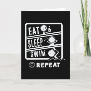 Cute Swimmer Design - Eat Sleep Swim Herhalen Kaart