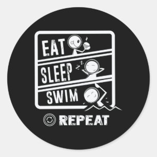 Cute Swimmer Design - Eat Sleep Swim Herhalen Ronde Sticker