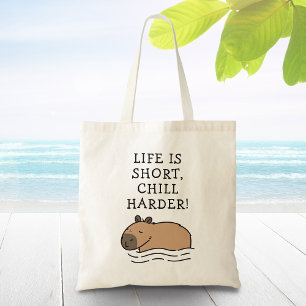 Cute Swimming Capybara Funny Quote Persoonlijk Tote Bag