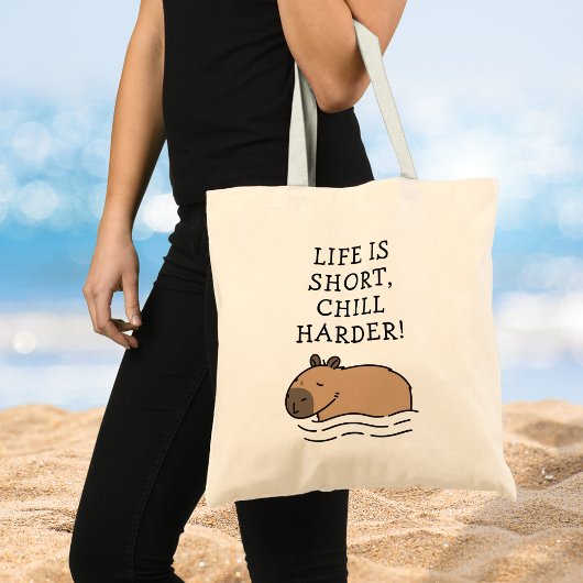 Cute Swimming Capybara Funny Quote Persoonlijk Tote Bag