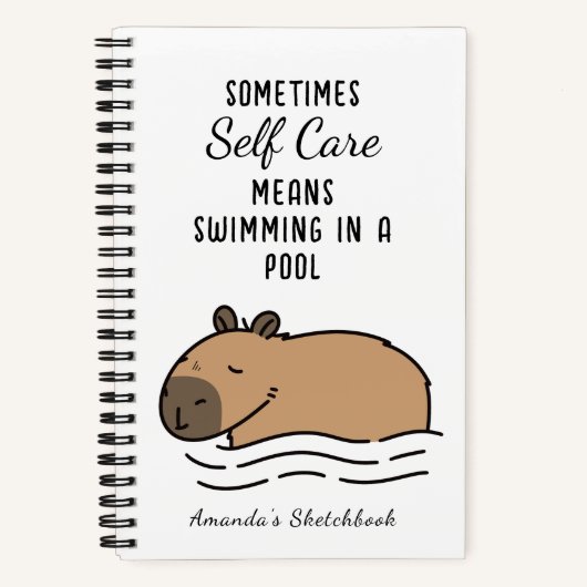 Cute Swimming Capybara Self Care Notitieboek (Voorkant)