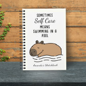 Cute Swimming Capybara Self Care Notitieboek