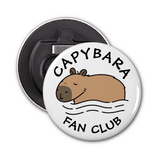 Cute Swimming Capybara Specialized Button Flesopener (Voorkant)
