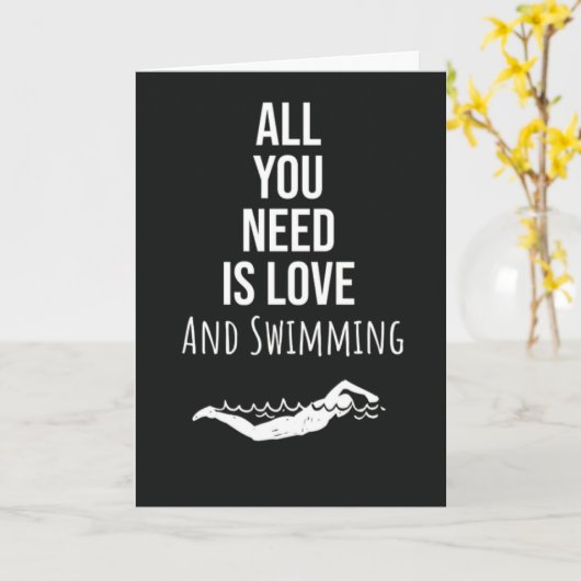 Cute Swimming Cards Sports Modern Swimmer Kaart (Gele Bloem)