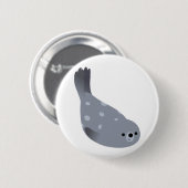 Cute Swimming Cartoon Harbour Seal Button Badge (Voorkant /achterkant)