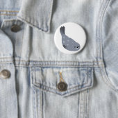 Cute Swimming Cartoon Harbour Seal Button Badge (In situ)