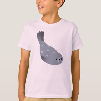 Cute Swimming Cartoon Harbour Seal Children T-Shir T-shirt