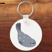 Cute Swimming Cartoon Harbour Seal Sleutelhanger (Voorkant)
