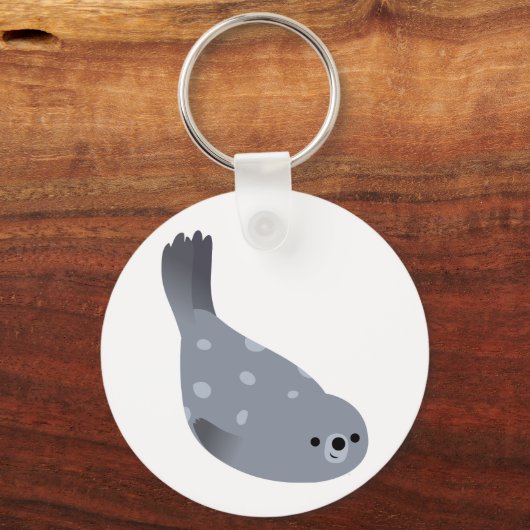 Cute Swimming Cartoon Harbour Seal Sleutelhanger (Voorkant)
