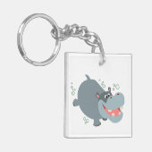 Cute Swimming Cartoon Hippo AcrylSleutelhanger Sleutelhanger (Voorkant Links)