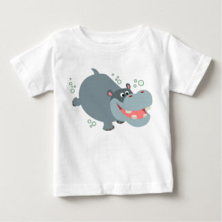 Cute Swimming Cartoon Hippo Baby T-Shirt