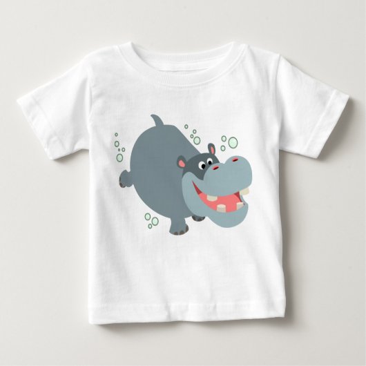 Cute Swimming Cartoon Hippo Baby T-Shirt (Voorkant)