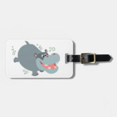 Cute Swimming Cartoon Hippo Bagagelabel (Voorkant horizontaal)