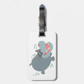 Cute Swimming Cartoon Hippo Bagagelabel (Achterkant verticaal)