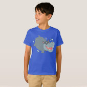 Cute Swimming Cartoon Hippo Children T-Shirt (Voorkant volledig)