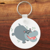 Cute Swimming Cartoon Hippo Sleutelhanger (Voorkant)