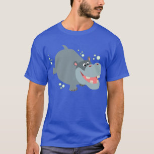 Cute Swimming Cartoon Hippo T-Shirt