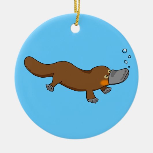 Cute swimming duck-bypus keramisch ornament (Voorkant)