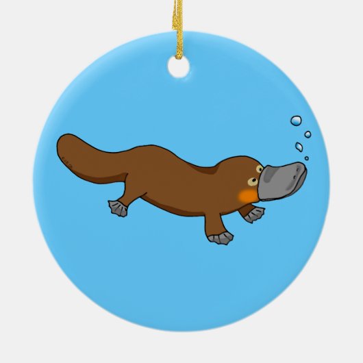 Cute swimming duck-bypus keramisch ornament (Achterkant)