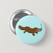 Cute swimming duck-bypus ronde button 5,7 cm (Voorkant /achterkant)