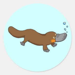 Cute swimming duck-bypus ronde sticker