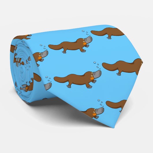 Cute swimming duck-bypus stropdas (Opgerold)