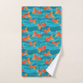 Cute Swimming Goldfish & Water Pattern Bad Handdoek (Handdoek)